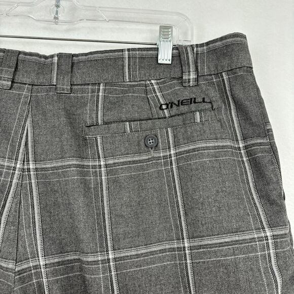 O'Neill Men's Shorts Flat Front Gray Plaid Dressy or Casual Size 40 - Picture 6 of 10